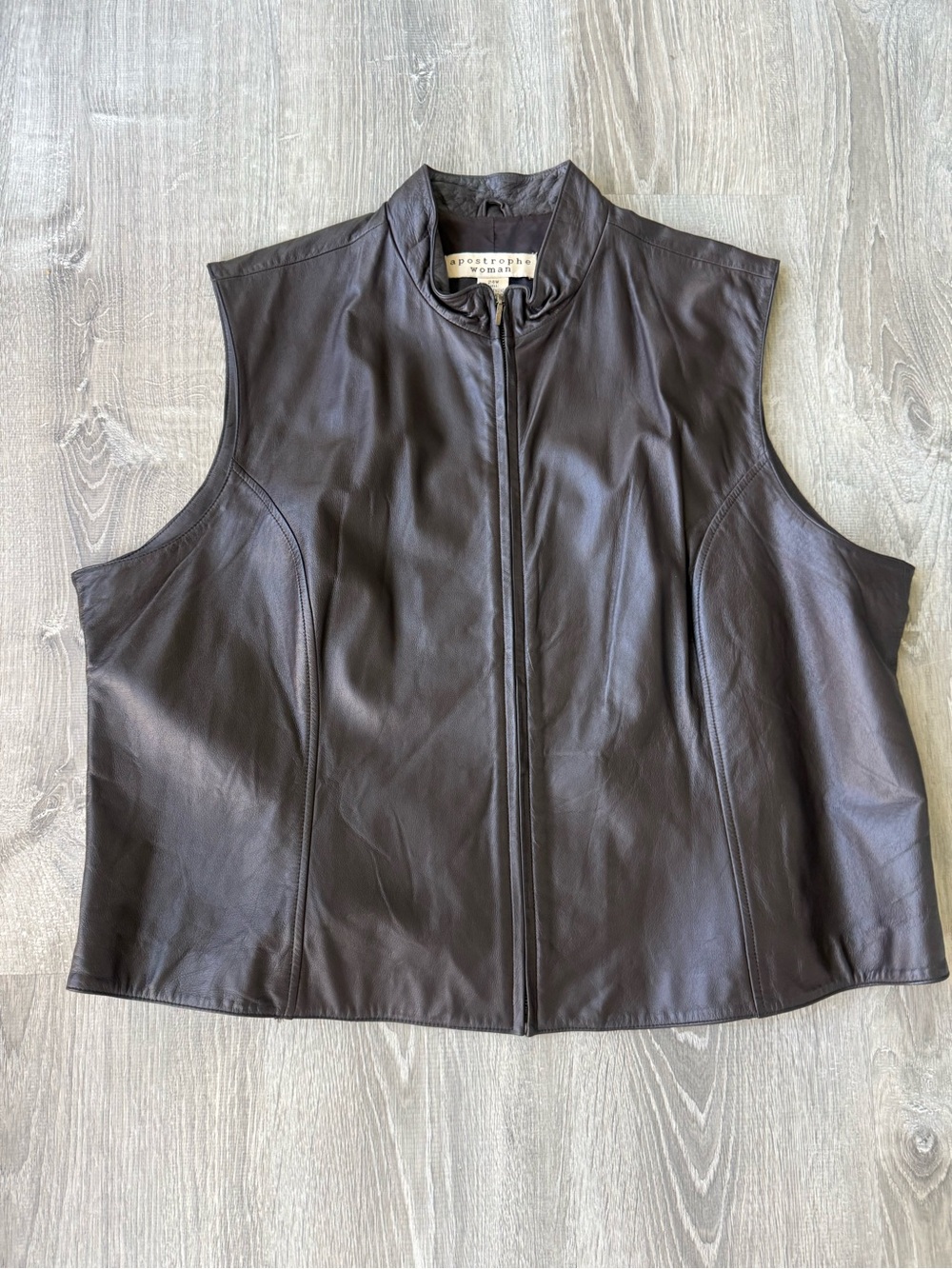 Women’s Vintage Leather Sleeveless Zip Front Vest Apostrophe Woman Sears western - Picture 9 of 9